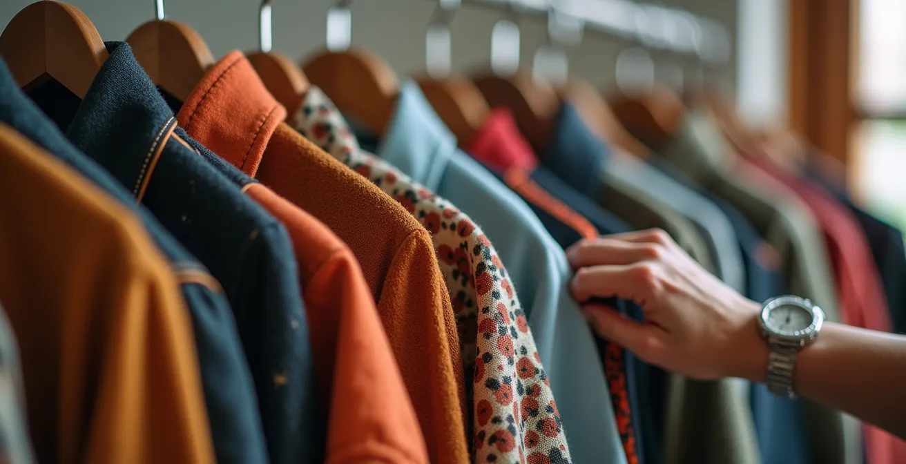 Eclectic vintage store interior with curated clothing racks
